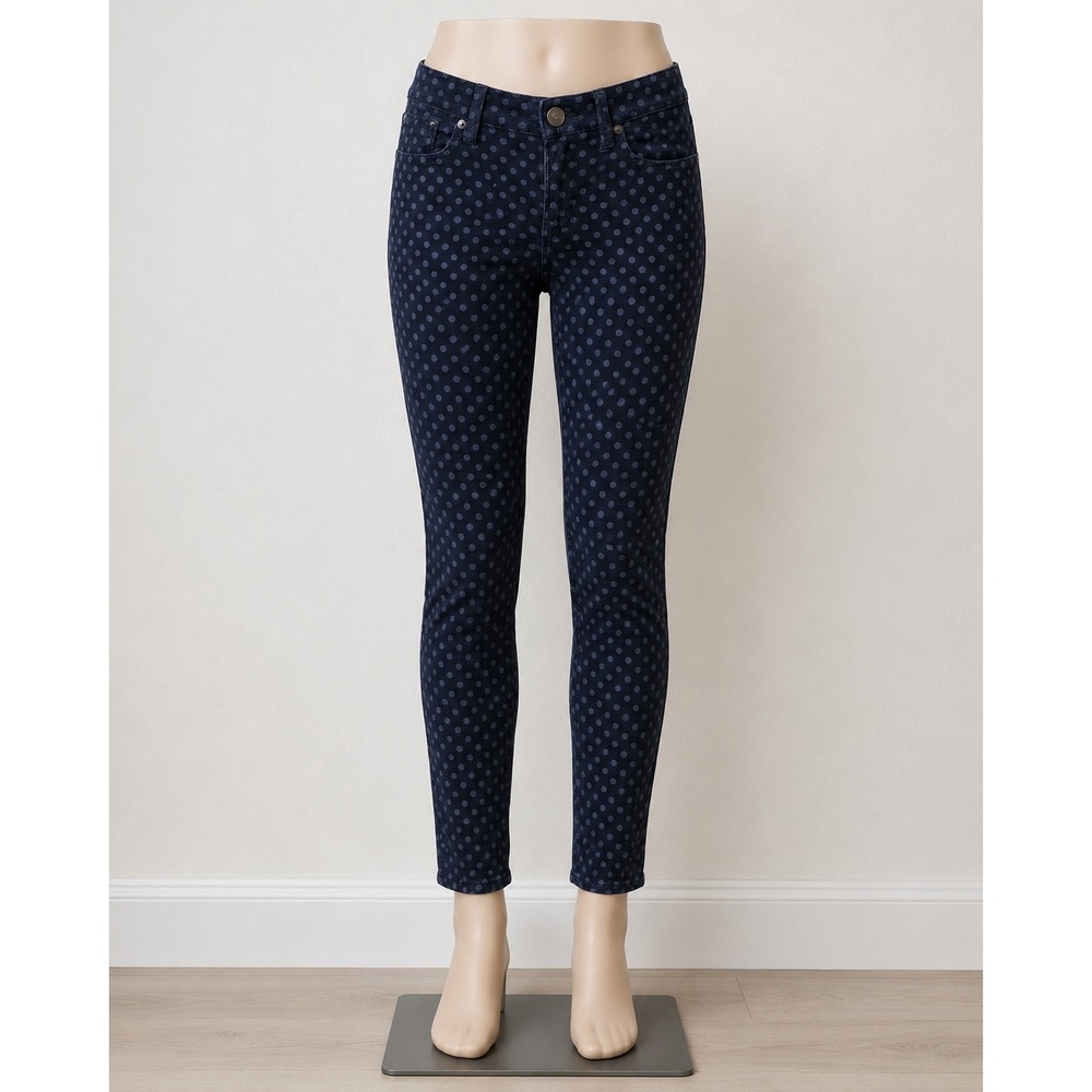 J.Crew Toothpick Ankle Pants Navy Blue Polka Dot Velvet Corduroy Skinny 27